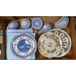 A mixed collection of items to include Wedgwood Jasperware, boxed wall plates, trinket boxes,