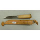 Lapin Puukko Finland hunting knife and sheaf. Length 20cm