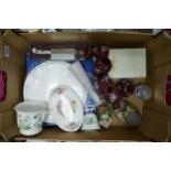 A mixed collection of items to include Royal Doulton Floral cake plates, Boxed Royal Albert Knife,