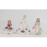 Royal Doulton Lady Figures Lynsey Hn3443 , Monica Hn1467 & Hn3483, all boxed (3)