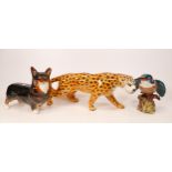 Beswick Leopard ( chip to ear) together with Corgi ( damaged ear) and Kingfisher 2371 (3)