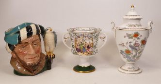 Wedgwood Kutani Crane Patterned Handled Vase, Caverswall Christmas Goblet & Large Royal Doulton