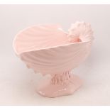 Large Vintage Wedgwood Alpine pink nautilus pedestal shell vase fruit bowl, height 18cm