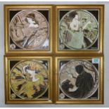 Set of four framed Maw & Co tublined season tiles