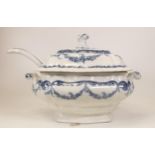 Booths Cheswick Pattern Blue & White Large Soup Tureen, height 23cm