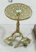 Brass Ornimental Miniature Table & Geese Theme ornaments . tallest 33cm(3)