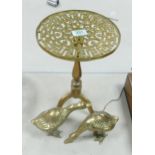 Brass Ornimental Miniature Table & Geese Theme ornaments . tallest 33cm(3)