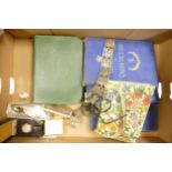A mixed collection of items to include Venetian Silver Spoon set, travel dressing table set, Queen
