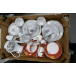 Crown Bavaria Winter scene tea set together with Steelite modern coffee cans and saucers (1 Tray)