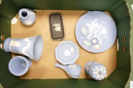 Wedgwood Jasperware vases, pin trays, plate cameo's, tri coloured cameo's etc