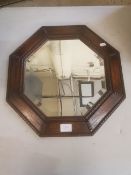 Early 20th century octagonal bevelled edge mirror. dia. 44cm