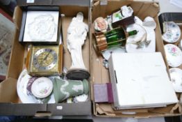 A mixed collection of items to include Wedgwood Jasperware Vase, Mid Century Mantle Clock, Royal