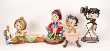 Four Betty Boop figures by Danbury mint and Fleisher Bathtime, All that Jazz, Red riding hood (