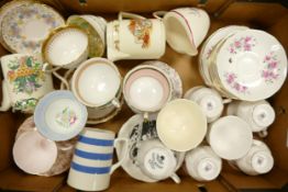 A mixed collection of items to include floral decorated tea ware, Royal Doulton Bunnykins Milk