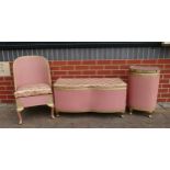 Lloyd Loom type Chair, Ottomann & Washing Basket(3)