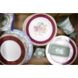 A mixed collection of items to include Wedgwood Jasperware & floral decorated Crown Ducal dinner