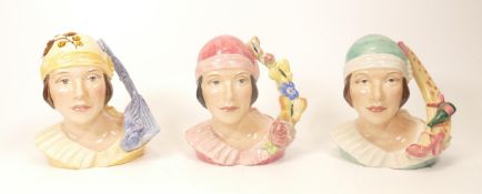 Set of 3 Kevin Francis character jugs Art Decco Girl.all limited edition. One has extra stickers