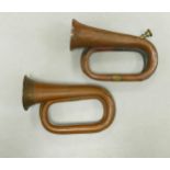 Two Vintage Copper Bugles including Boys Brigade & George Potter & Co, length of largest 29cm(2)