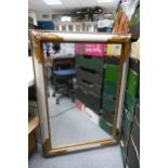 Large modern crackle glazed and gilt framed mirror. 107cm x 75cm