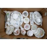 A mixed collection of items to include Wedgwood Golden Cockerel vases, Royal Worcester Pin Dishes,