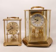 Two Brass Effect Mantle Clocks, tallest 23cm(2)