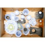A large collection of Wedgwood Jasperware includding Trays, vases plates etc