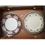 Set of 6 Minton Grasmere pattern dinner plates together with Royal Albert Alberta Rose serving