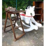 Painted childs rocking chair together with childs high chair