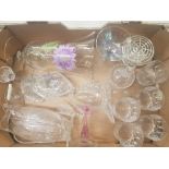 A mixed collection of glass and crystal ware items to include quality crystal jug with ice lip,