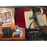 A collection of vintage cameras to include boxed polaroid camera, cased chinon cine camera, Agfa