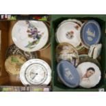 A mixed collection of items to include Wedgwood Jasperware, Queens Ware trinket box, decorative wall