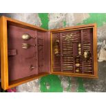 Mid-century Extensive Cutlery Canteen containing two layers of Chinoiserie Gilt effect cutlery.