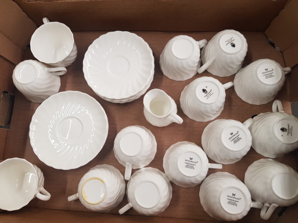 Wedgwood 'Candlelight' teaware times to include fifteen teacups, eight saucers, one milk jug (some