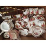 Royal Albert 'Old Country Roses' Pattern items to include medium teapot, milk jug and sugar bowl,