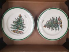 Spode Christmas tree pattern dinner plates x 8
