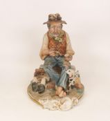 Capo Di Monte Figure titled Feedtime, with original bill of sale, (tiny nip to hat)