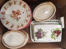 Mixed Collection of ceramic tiems to include Portmerion Cheese Dish, Eighteen Masons Teddy Bears