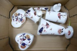 Coalport Hong Kong Patterned items to include vases, miniatures, heart shaped lidded box etc