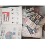 A collection of stamps contained within albums, stock books, mint stamp packs etc