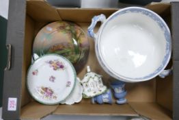 A mixed collection of items to include 19th Century John Meir & Sons Blue & white Northern Scenes