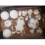 Royal Albert Old Country Roses pattern items to include 4 twin handled soup coups, 6 fruit