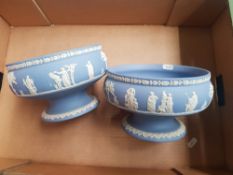 Two Large Wedgwood Blue Jasperware Fruit Bowls. (1 Tray)