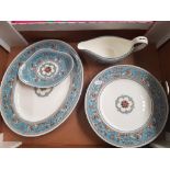Wedgwood 'Florentine' Turquoise Pattern Dinner Ware Items to include six dinner plates, one oval