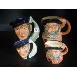 Royal Doulton Large & Small & seconds characters jugs of Falstaff D6287 & D6385 together with