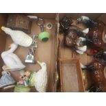 A mixed collection of items to include Beswick 818 shire horse and cart , similar pottery horses,