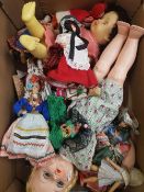 A mixed collection of vintage dolls and accessories