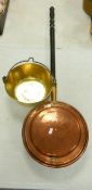 Brass Jam Pan & Copper Bed Pan, diameter of jam pan 22cm (2)