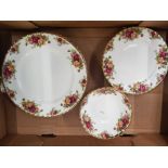 Royal Albert Old Country Rose Patterned dinner plates, six side plates & six cereal bowls