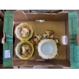 Aynsley Orchard gold pattern items to include lidded and footed pot, two small bowls & two small