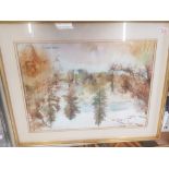 Alfred Hackney 1974 Perthshire landscape framed watercolour 84cm x 66cm
